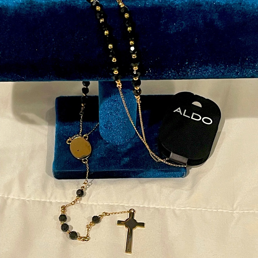 Aldo Black and Gold Beaded Rosary